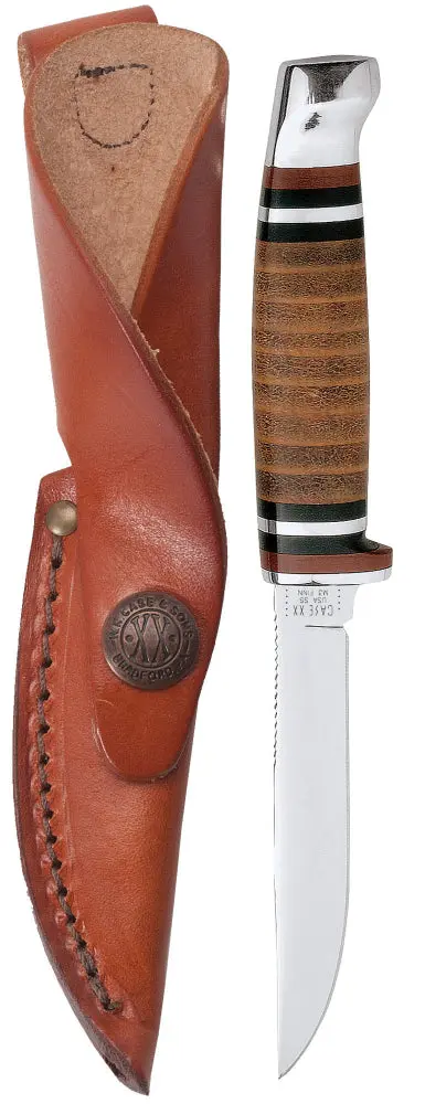 Case Mini Finn Stainless Steel Hunting Knife W/ Leather Sheath - 3.13" 1