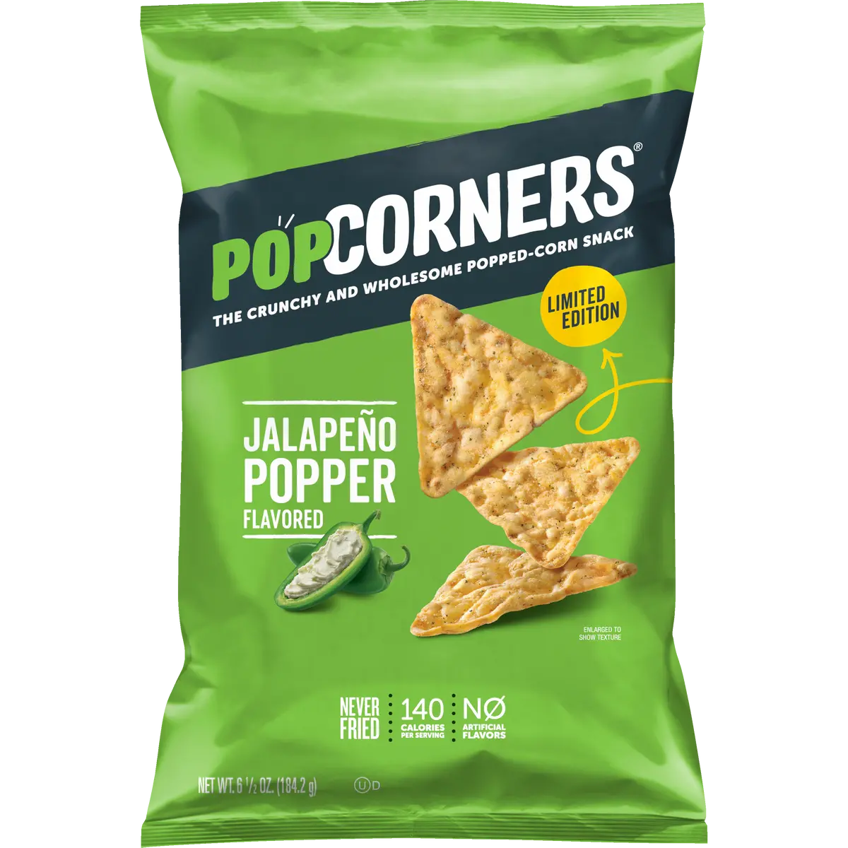 Popcorners The Crunchy And Wholesome Popped-Corn Snack Jalapeno Popper Flavored 6 1/2 Oz 1