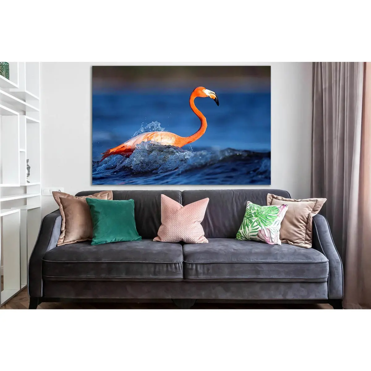 Pink Flamingo In Water №Sl1523 Ready To Hang Canvas Print 1