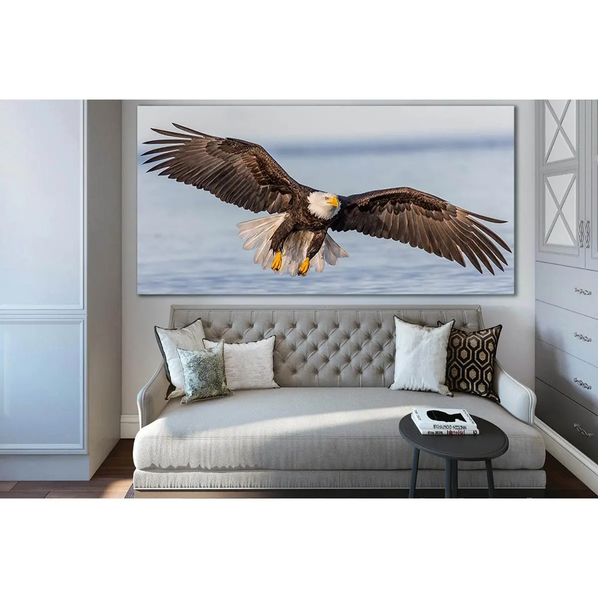 Bald Eagle Flying Over River №Sl1549 Ready To Hang Canvas Print 1