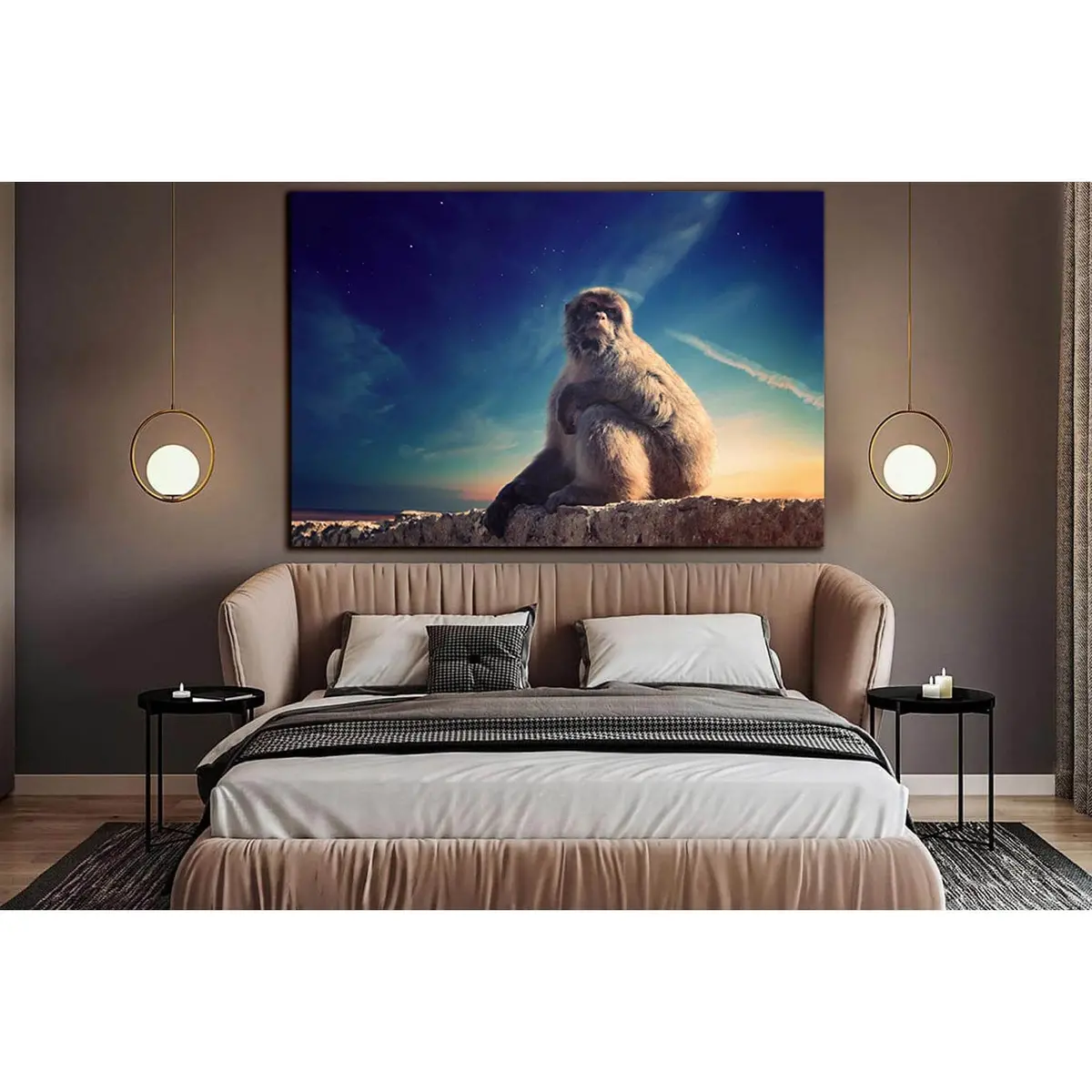 Monkey Sitting On A Stone №Sl1526 Ready To Hang Canvas Print 1