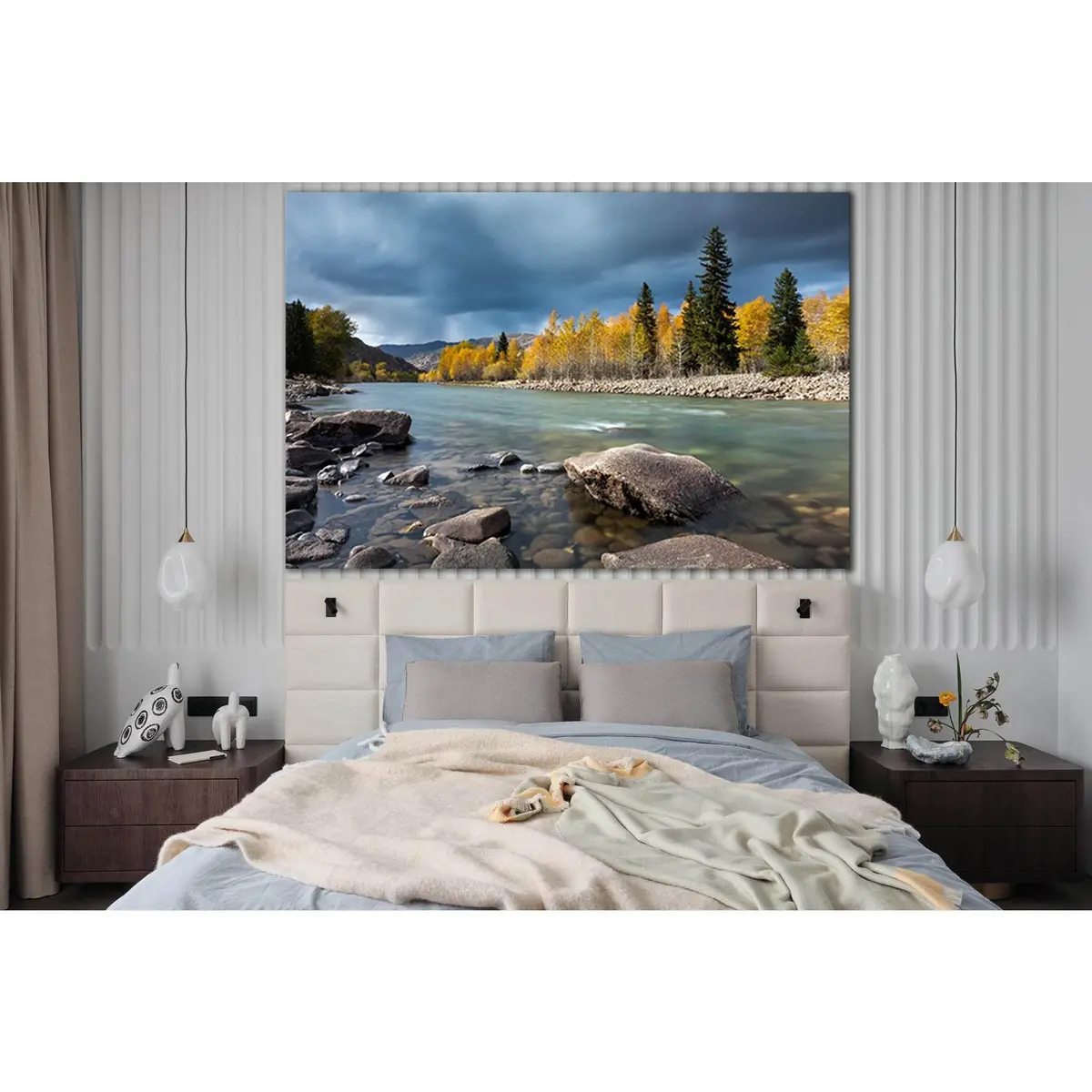 Autumn River And Stone №Sl1474 Ready To Hang Canvas Print 1