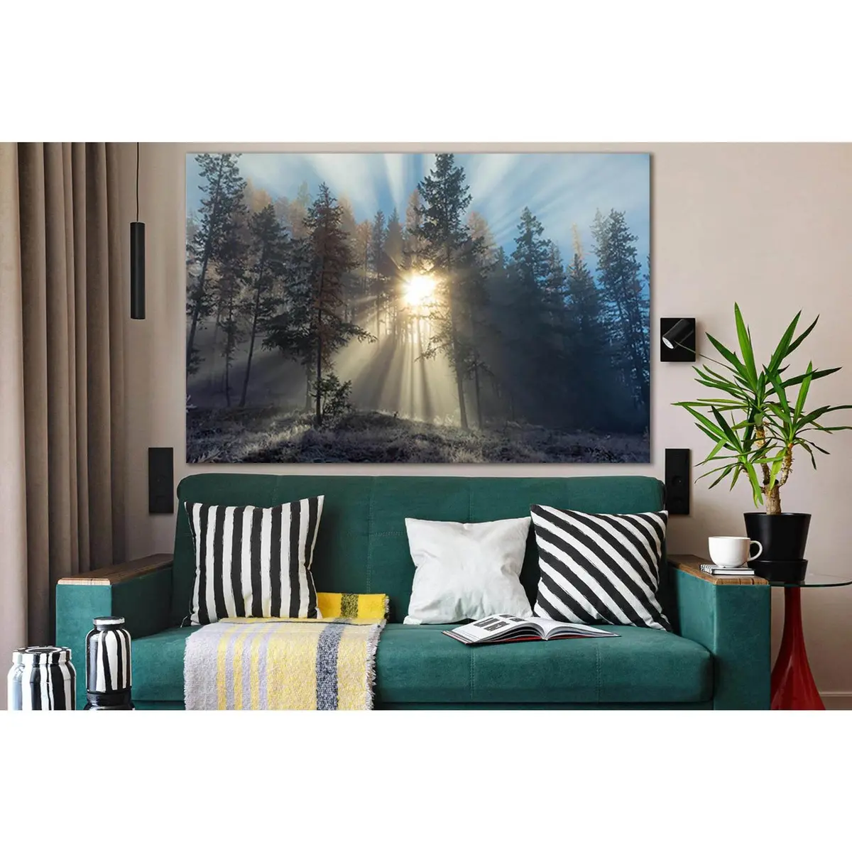Sunlight Path In Snowy Trees №Sl1574 Ready To Hang Canvas Print 1