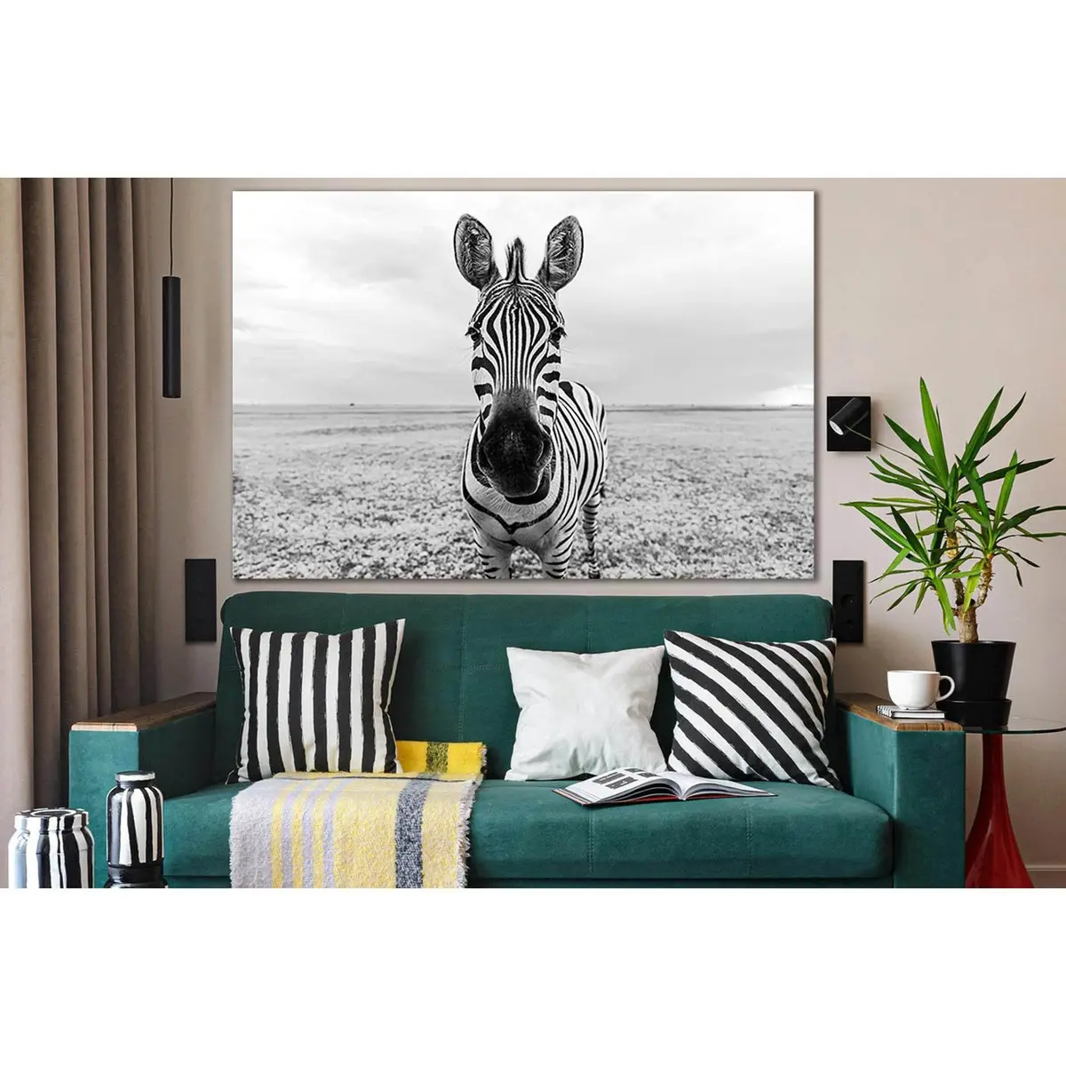 Zebra Black And White Portrait №Sl1561 Ready To Hang Canvas Print 1