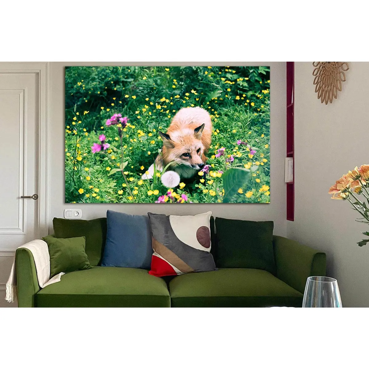 Fox Among Flowers In The Meadow №Sl1518 Ready To Hang Canvas Print 1