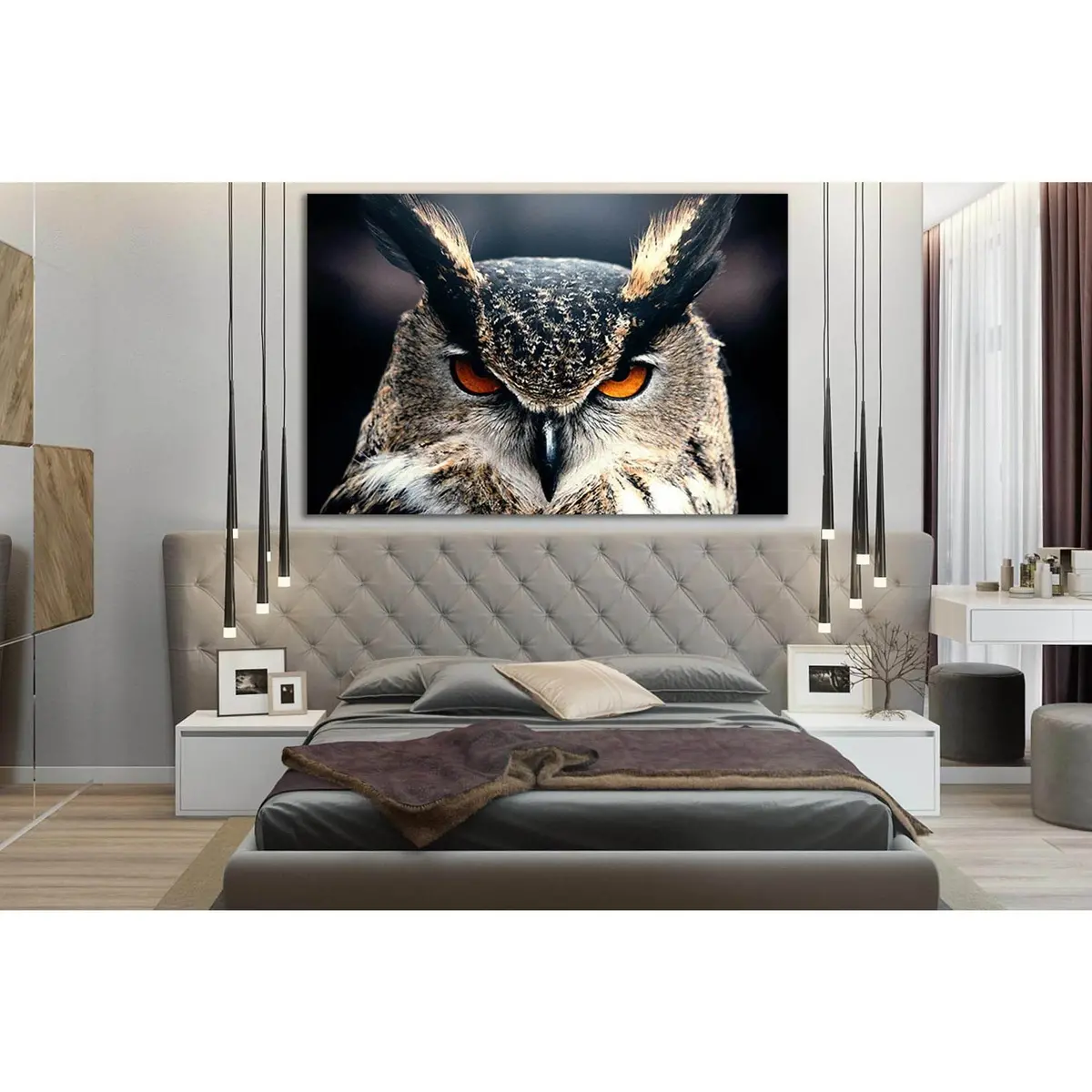 Wild Owl With Orange Eyes №Sl1552 Ready To Hang Canvas Print 2