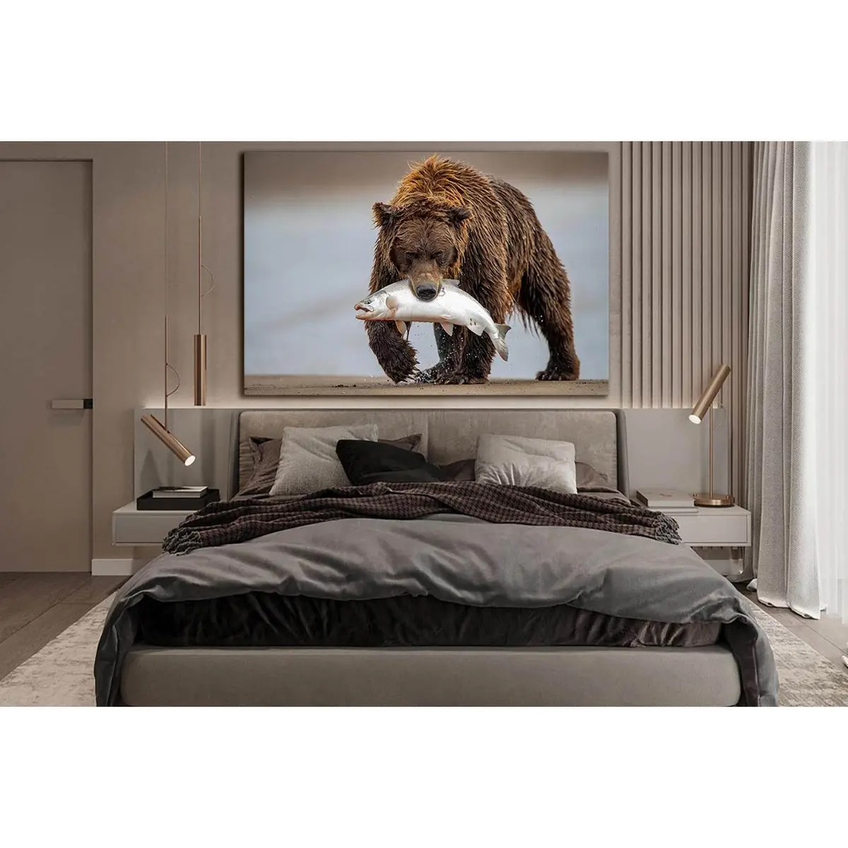 A Grizzly Bear Hunting Salmon №Sl1512 Ready To Hang Canvas Print 2