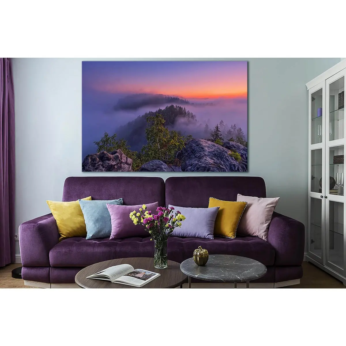 Foggy In Mountain At Sunset №Sl1579 Ready To Hang Canvas Print 1