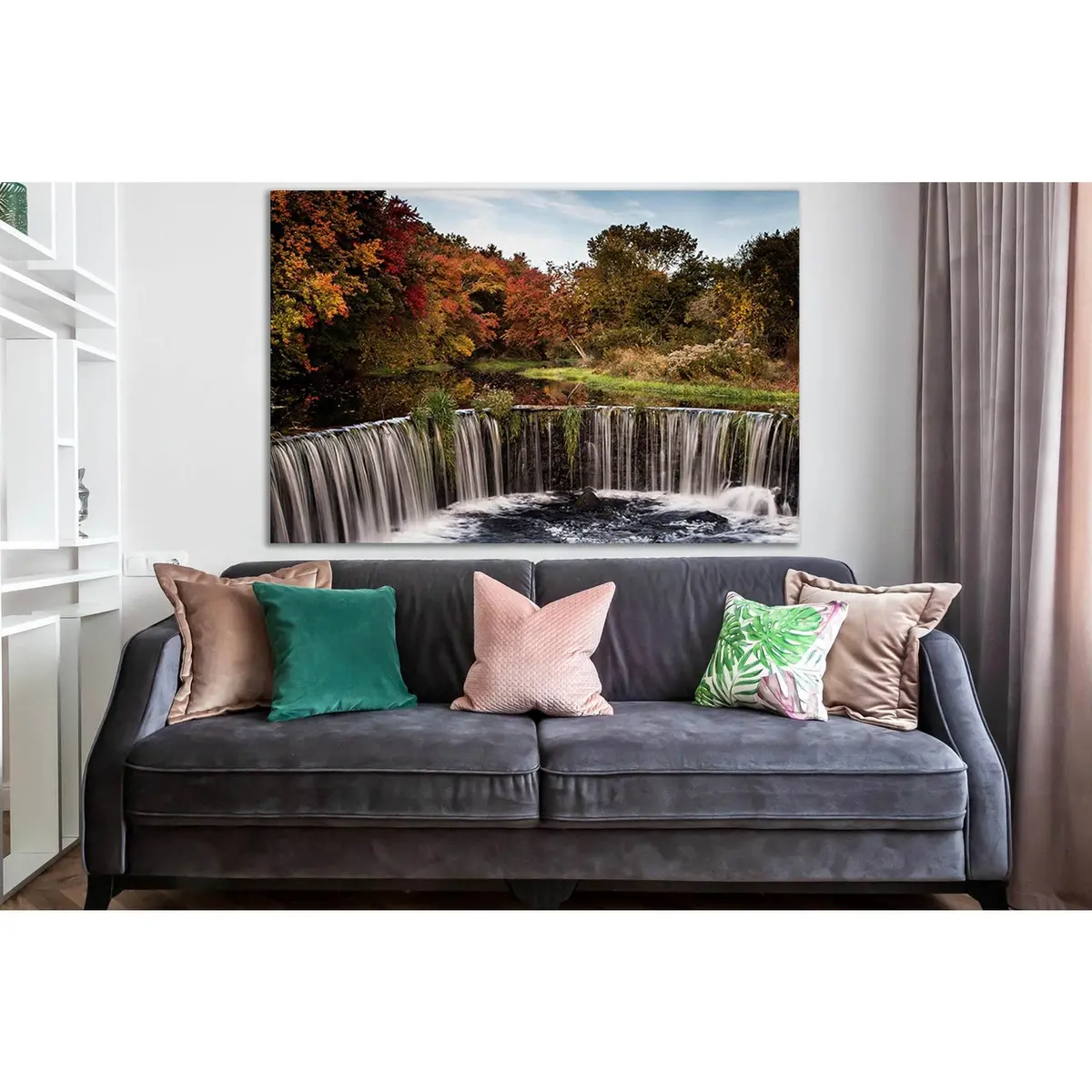 Waterfall In Autumn Day №Sl1488 Ready To Hang Canvas Print 1