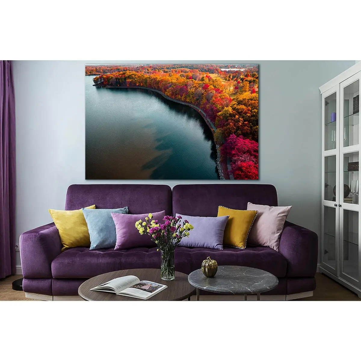 Autumn Lake Boundary Path №Sl1492 Ready To Hang Canvas Print 1