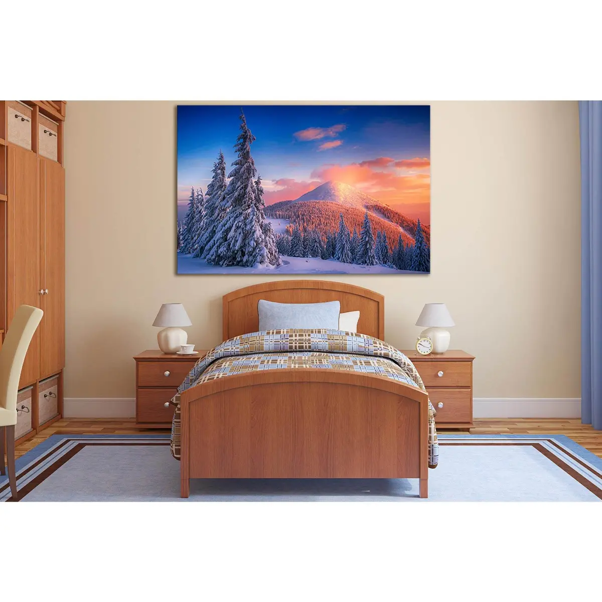 Snowy Pine Trees And Mountains №Sl1577 Ready To Hang Canvas Print 1