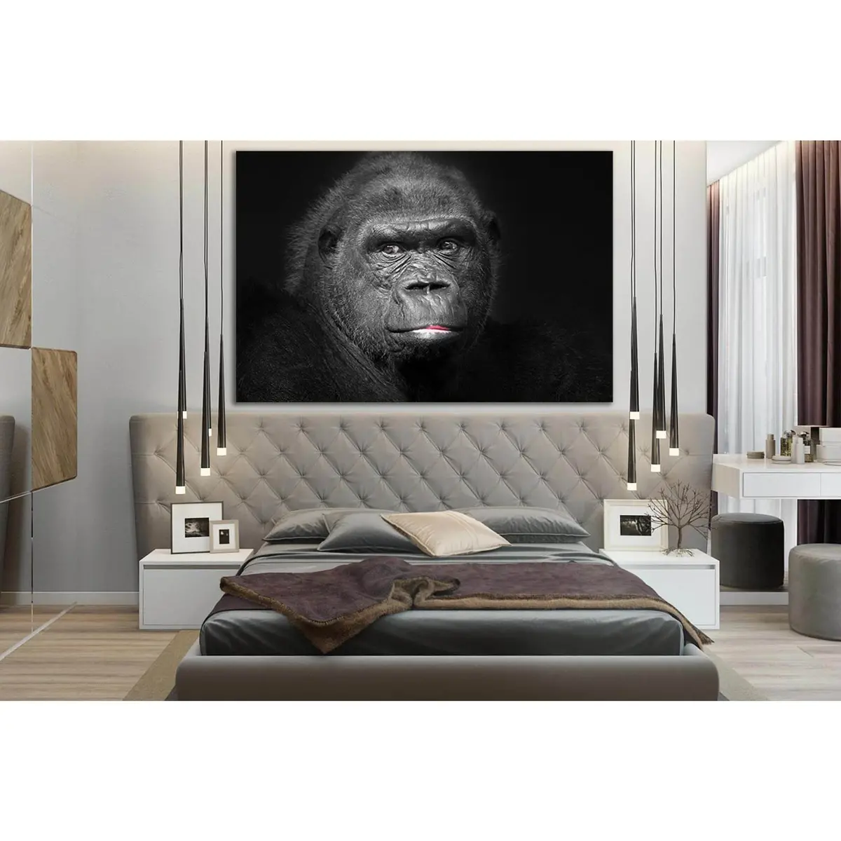 Close Up Portrait Of A Gorilla №Sl1517 Ready To Hang Canvas Print 1