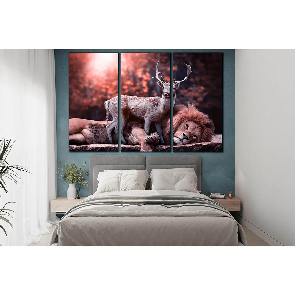 Deer With Lion №Sl1507 Ready To Hang Canvas Print 5