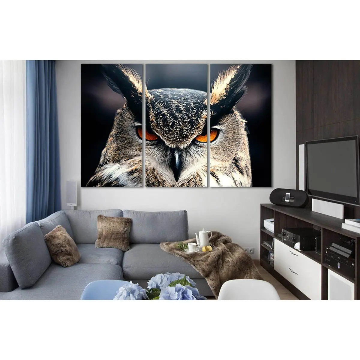 Wild Owl With Orange Eyes №Sl1552 Ready To Hang Canvas Print 5
