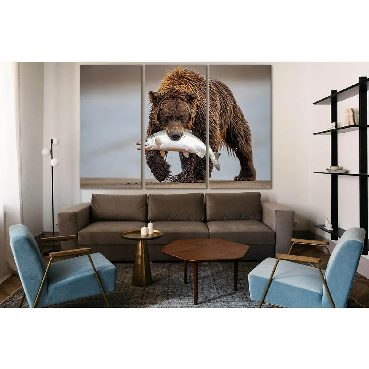 A Grizzly Bear Hunting Salmon №Sl1512 Ready To Hang Canvas Print 5