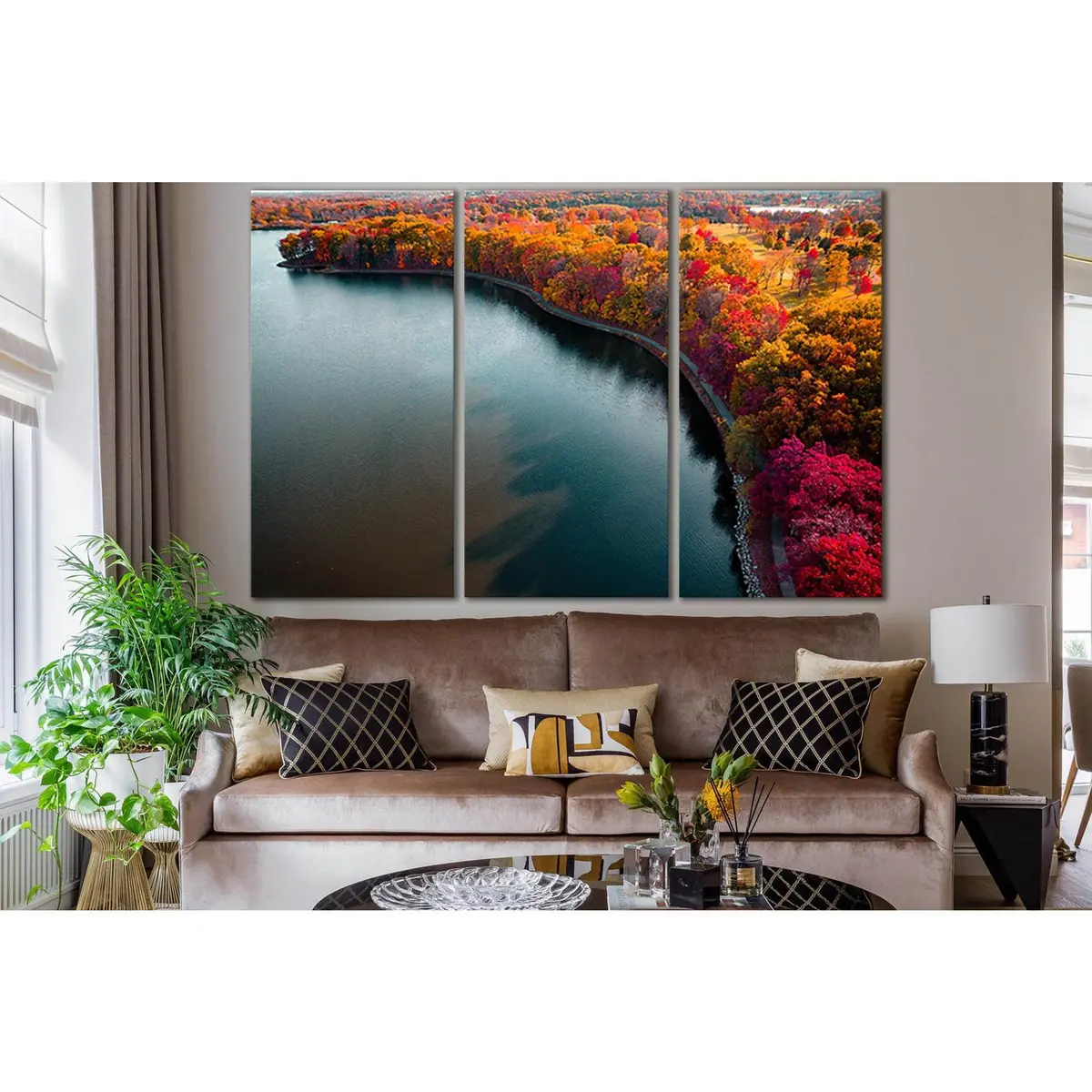 Autumn Lake Boundary Path №Sl1492 Ready To Hang Canvas Print 5
