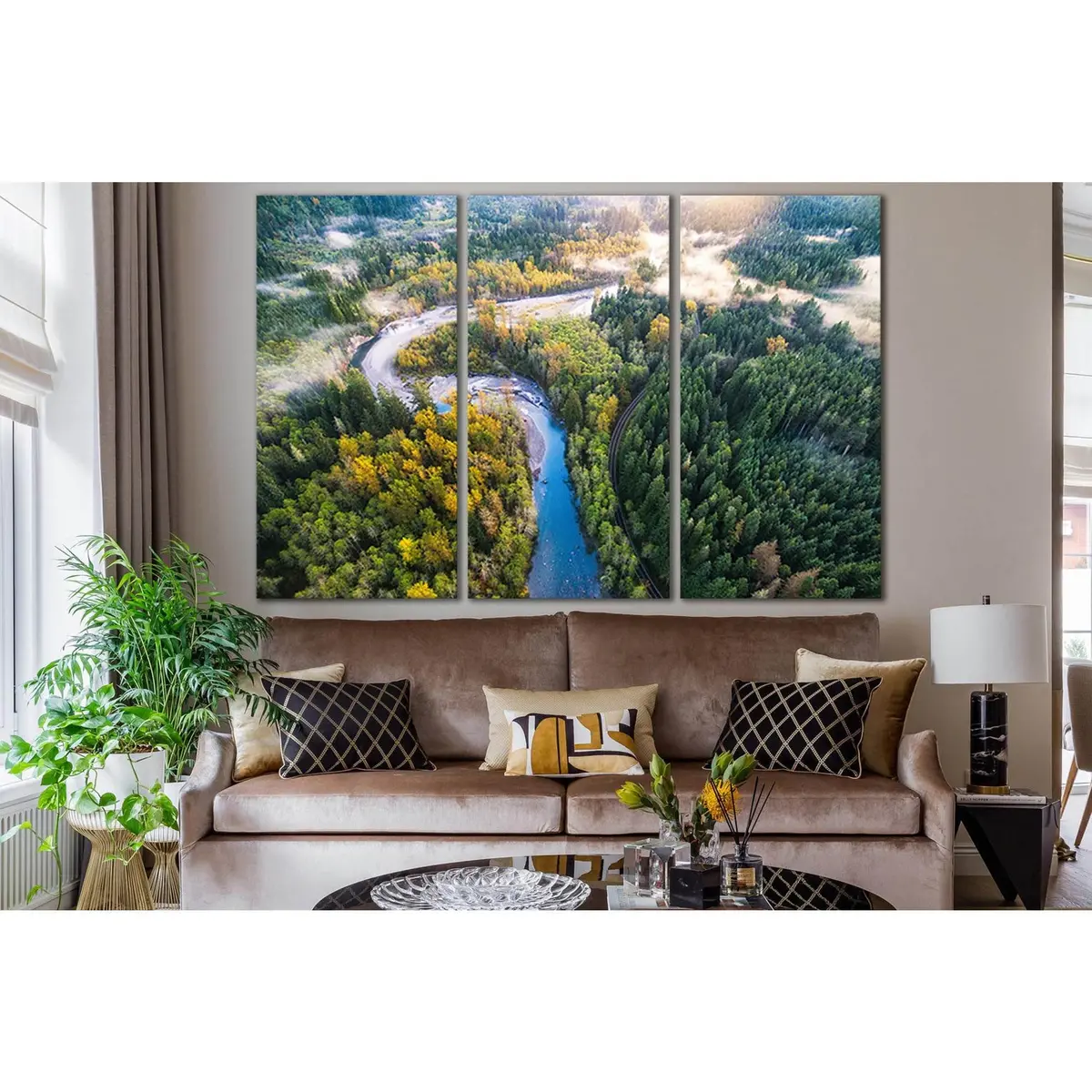 River In Forest Aerial View №Sl1572 Ready To Hang Canvas Print 5