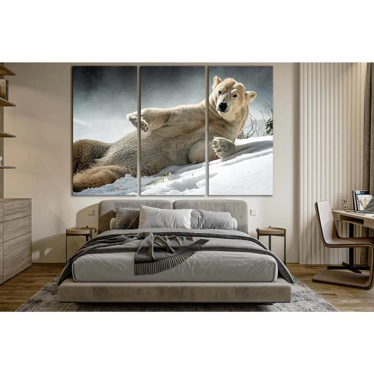Beautiful Polar Bear Lies On The Snow №Sl1540 Ready To Hang Canvas Print 5