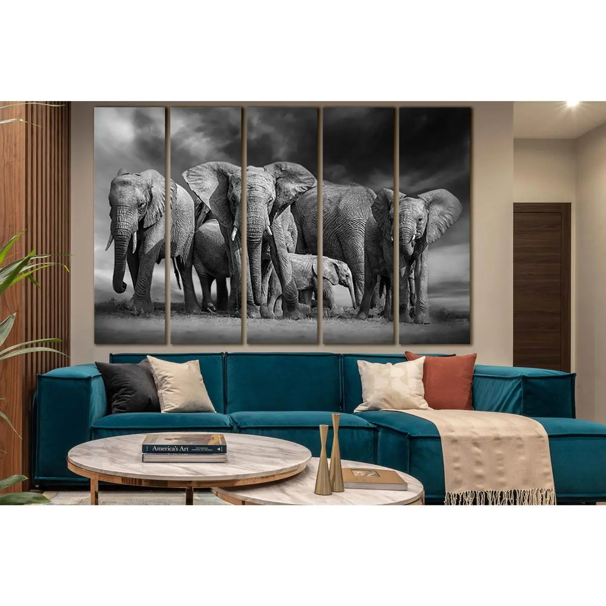 Elephant Family SL1546 Premium Ready-to-Hang Canvas Wall Art - Image 3