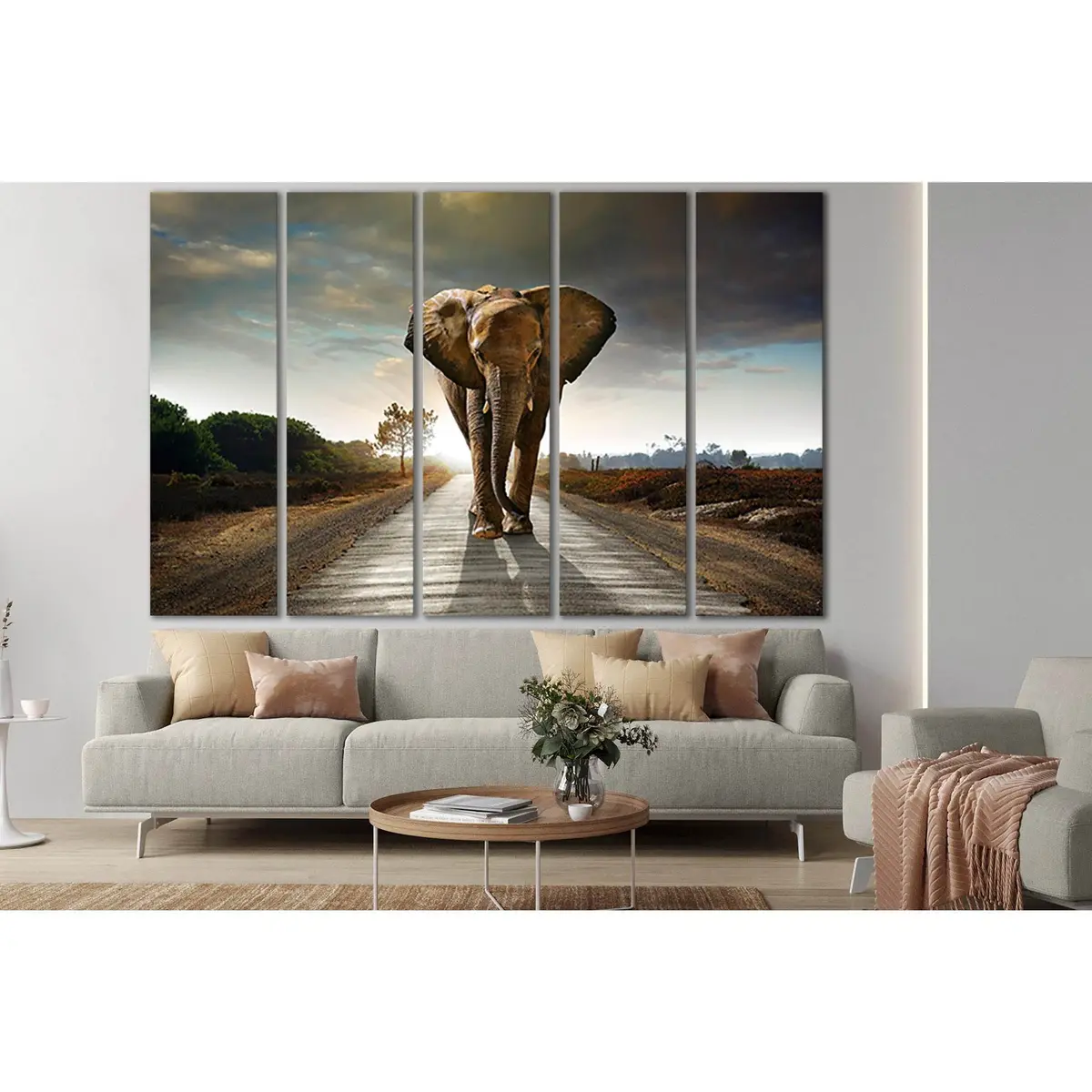 Elephant on the Road SL1555 Canvas Wall Art – Ready-to-Hang Print - Image 3