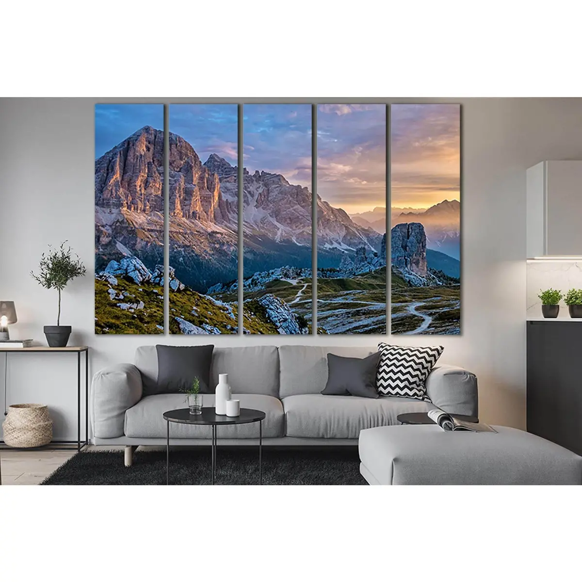 Sunset Over Gray Mountains – SL1580 Premium Ready-to-Hang Canvas Art