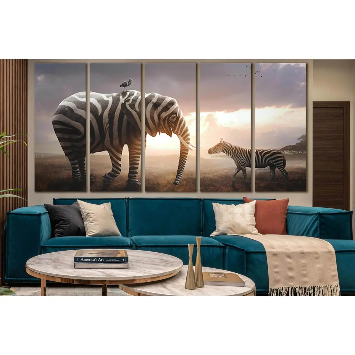 SL1530 Elephant and Zebra Canvas Wall Art – Ready-to-Hang Print - Image 3