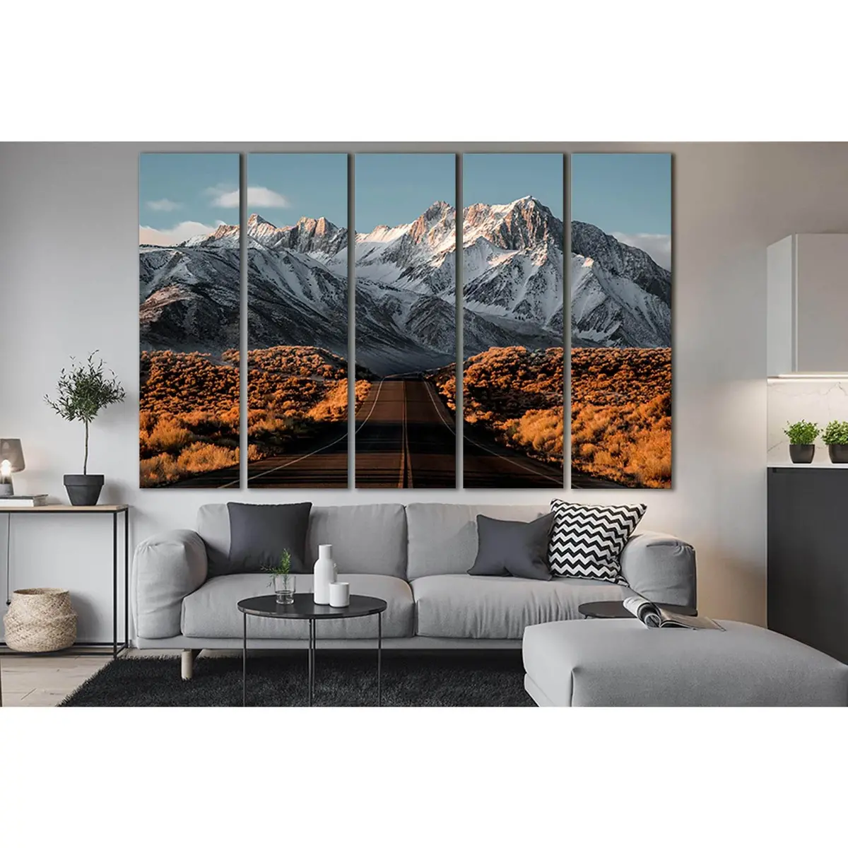 Snowy Mountains Landscape Canvas Art – Pre-Hung Wall Decor (SL1568) - Image 3