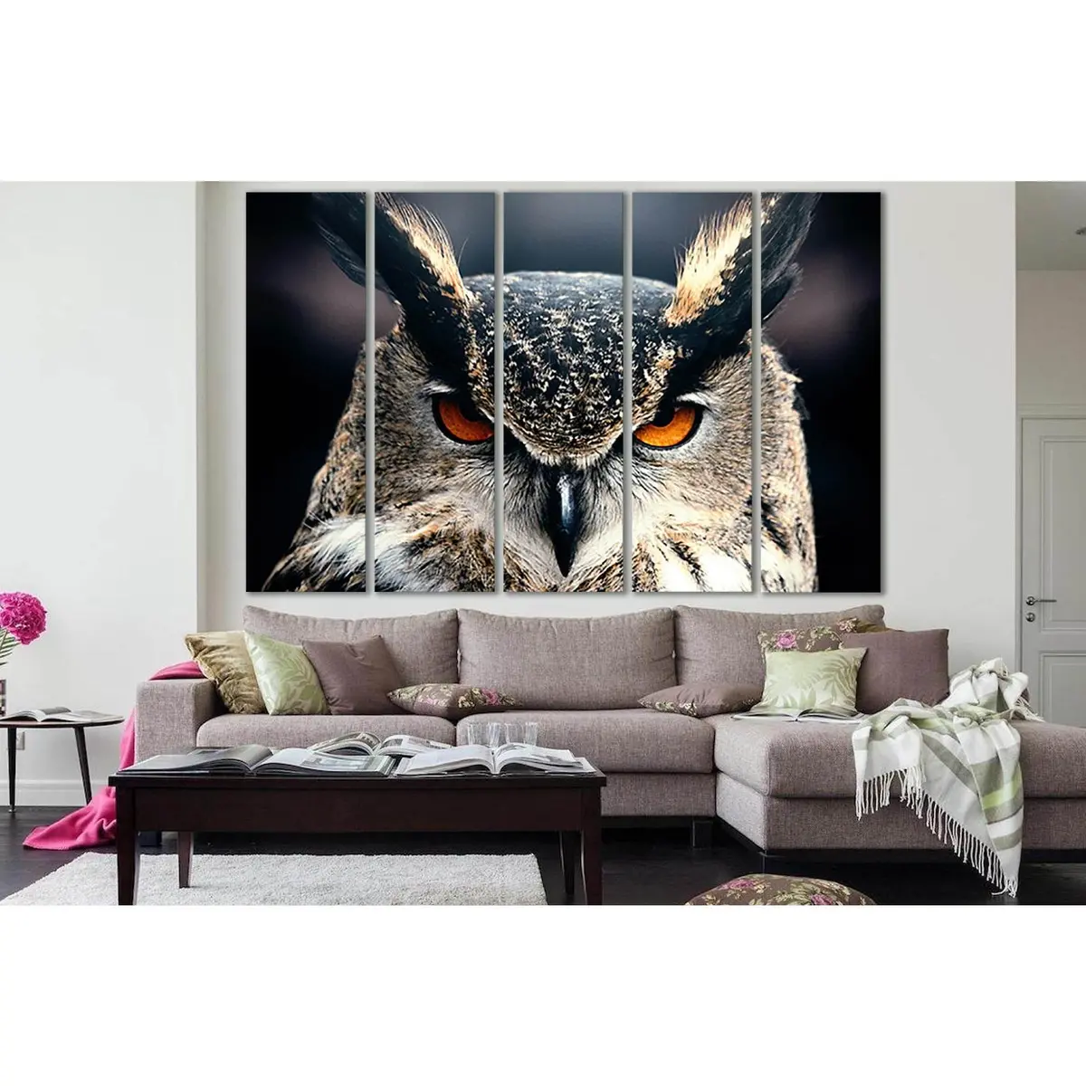 Orange-Eyed Owl Canvas Art Print №SL1552 – Premium Ready-to-Hang Wall Decor