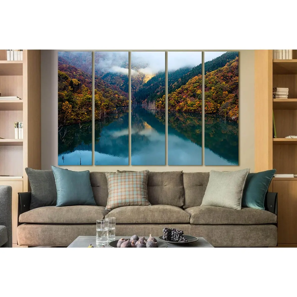 Autumn Mountain Lake Canvas Art – SL1489, Ready-to-Hang Premium Wall Decor