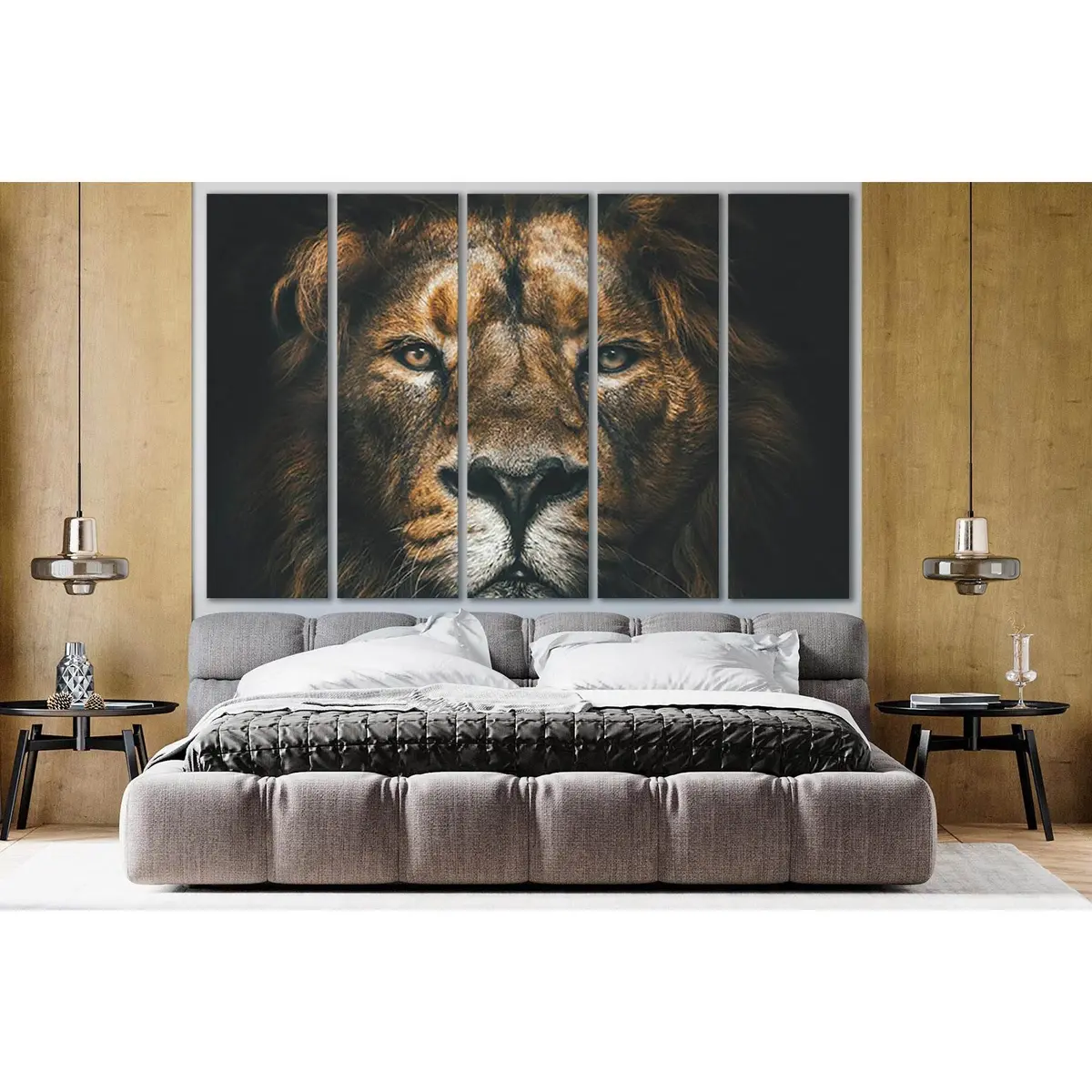 Lion Muzzle Close-Up Canvas Wall Art Print №SL1554, Ready to Hang - Image 3