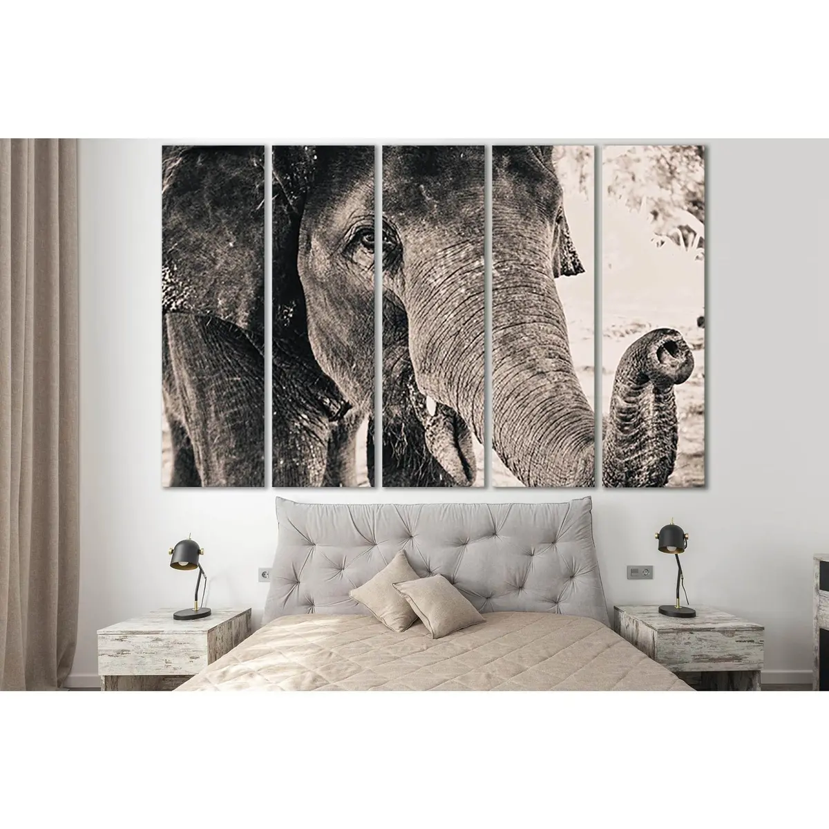 Monochrome Elephant Portrait Canvas Art №SL1505 – Premium Ready-to-Hang Wall Decor - Image 3