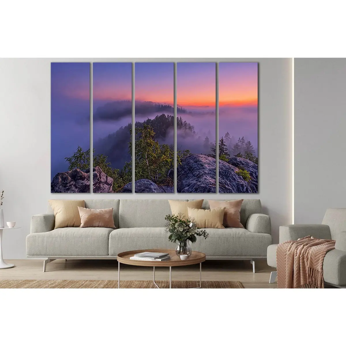 Sunset Mountain Fog Canvas Art №SL1579 – Premium Ready-to-Hang Wall Decor - Image 3
