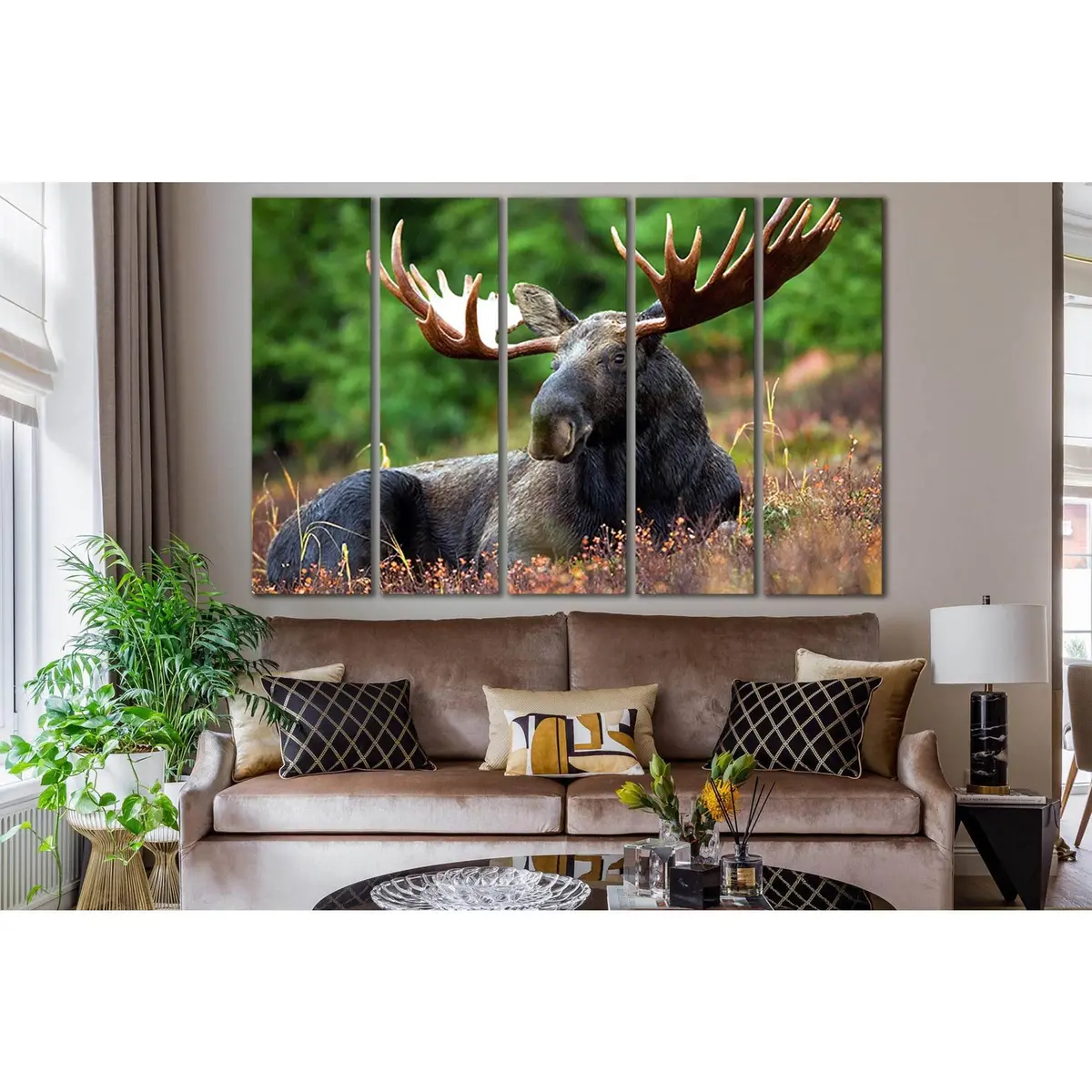 Premium Elk in Meadow Canvas Wall Art – SL1547, Ready to Hang - Image 3