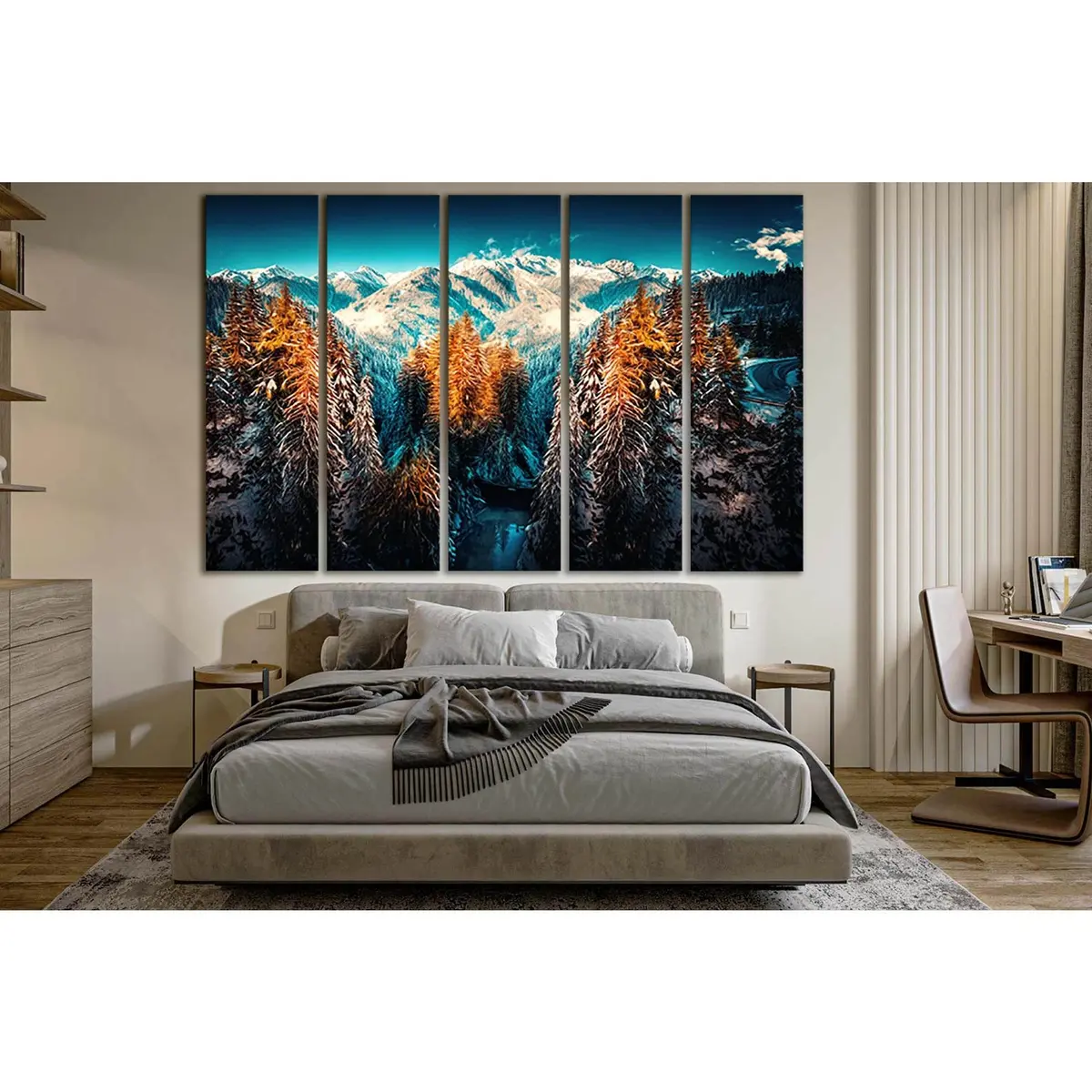 Premium Ready-to-Hang Canvas Art: Winter Mountain and Forest Landscape (SL1578) - Image 3