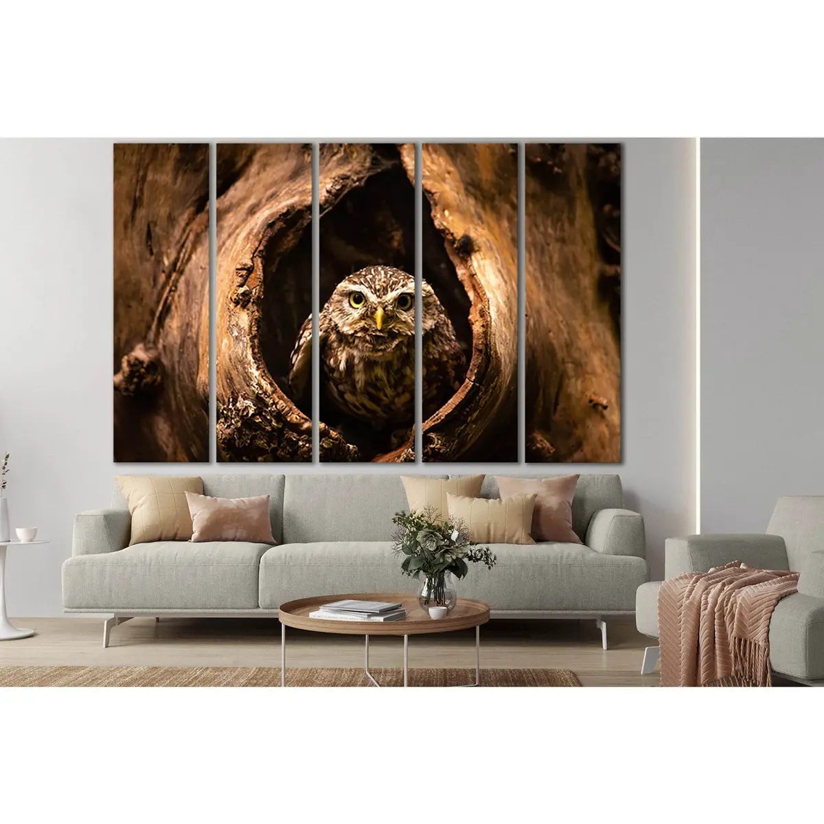 Majestic Owl in Tree Hollow Canvas Wall Art – SL1513, Premium Ready-to-Hang Print - Image 3
