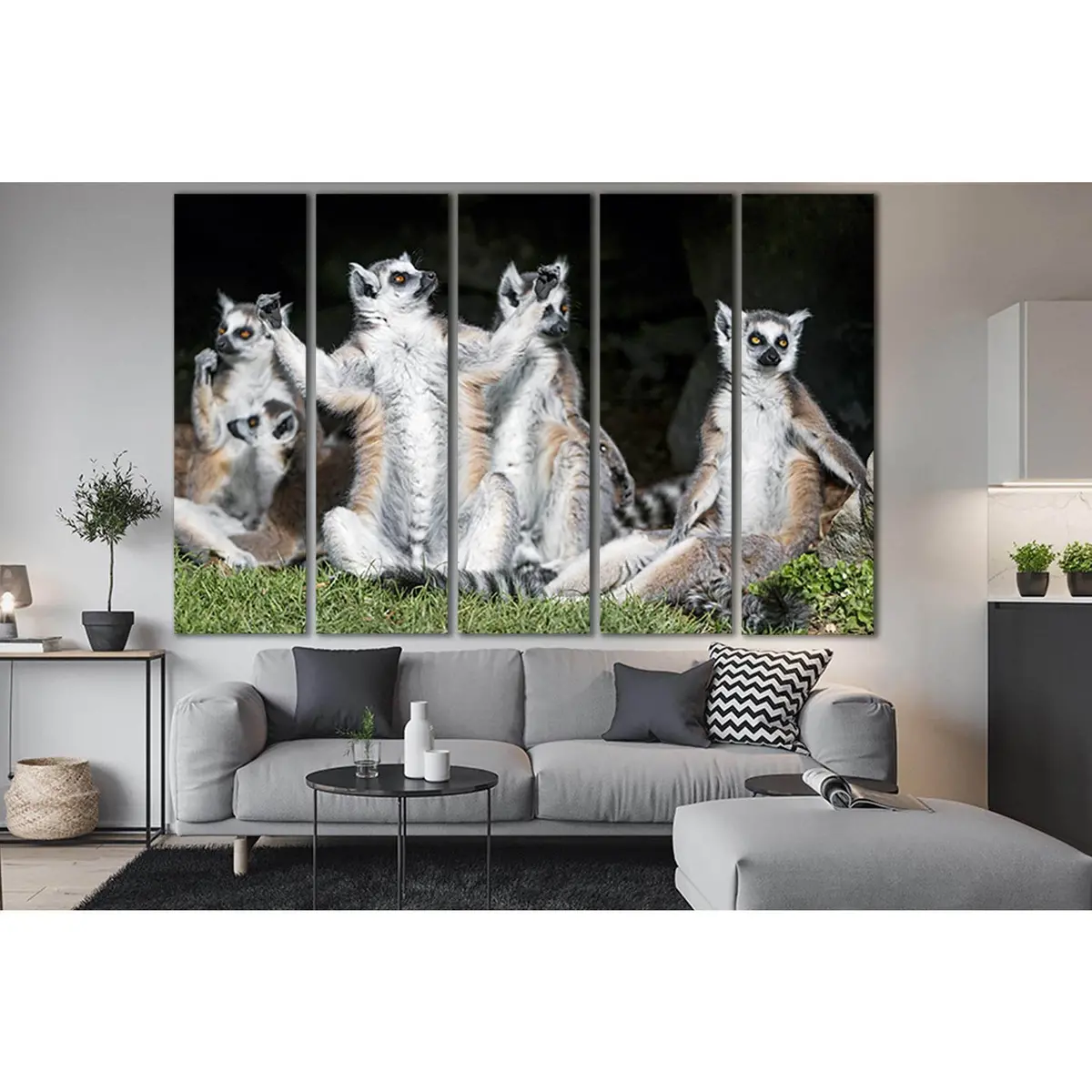 Whimsical Ring-Tailed Lemur Canvas Art №SL1544 – Premium Ready-to-Hang Wall Decor