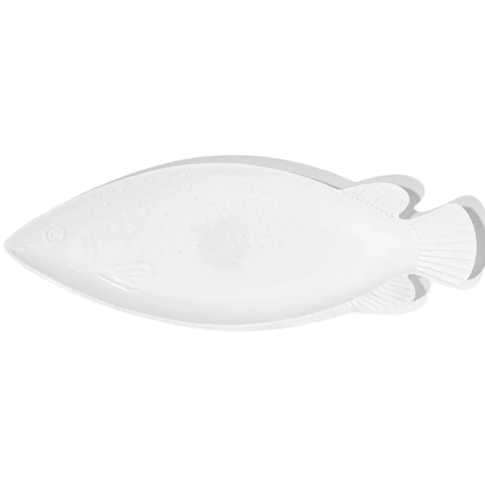 Q Squared White Melamine Fish-Shaped Platter - 15" 1