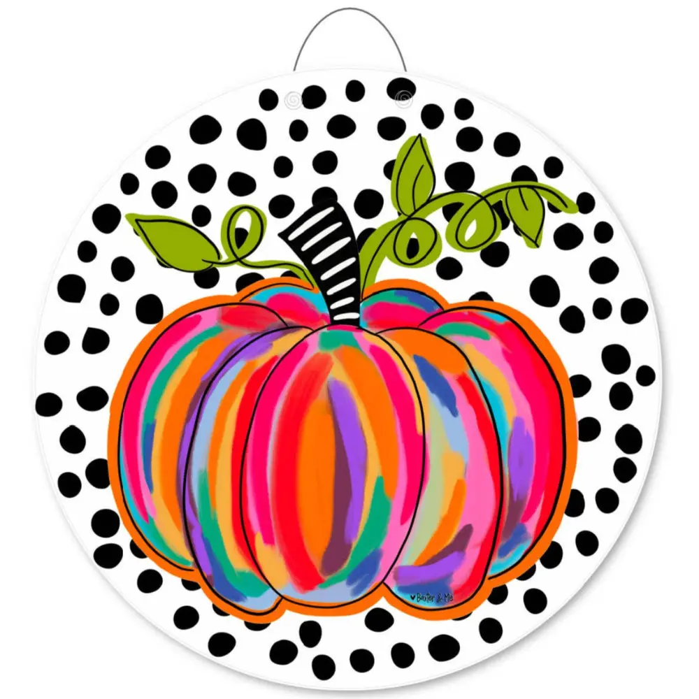 Baxter & Me Colorful Pumpkin Door Hanger - 23" 1