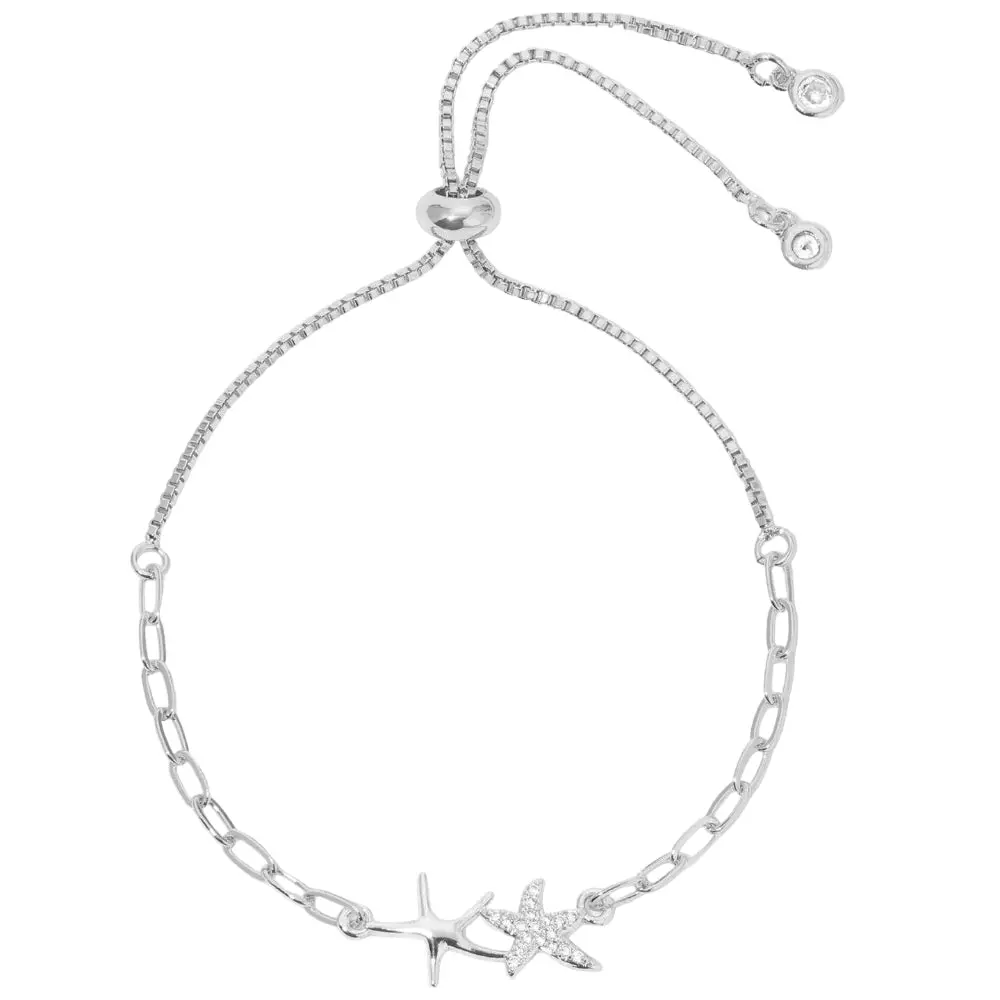 Splendid Iris Silver Double Starfish Pulley Bracelet 1