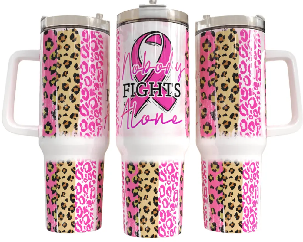 Jac Insulated Stainless Steel Tumbler (Breast Cancer Awareness) - 40 Oz. 3
