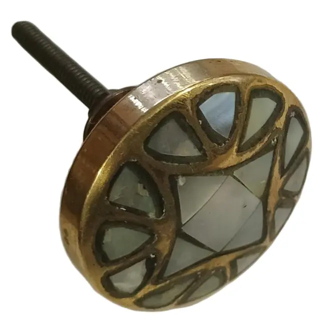 Park Hill Brass Dresser Knob W/ Mother Of Pearl Inlays - 1.5" 1
