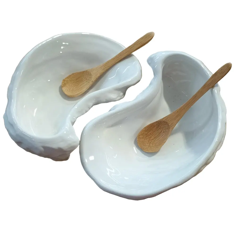 Ten-Twenty-Six Glazed Ceramic Oyster Shell Seasoning Dish Set - 4 Pc. 1