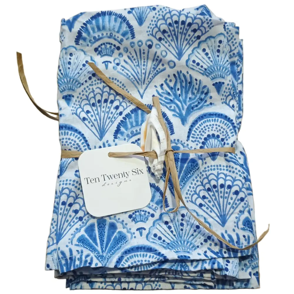 Ten-Twenty-Six Blue Cotton Sea Shell Napkins - 4 Pc. 1