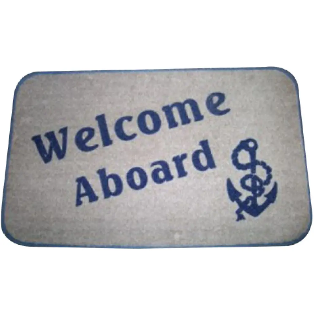18" X 30" Tan & Navy Welcome Aboard Mat 1
