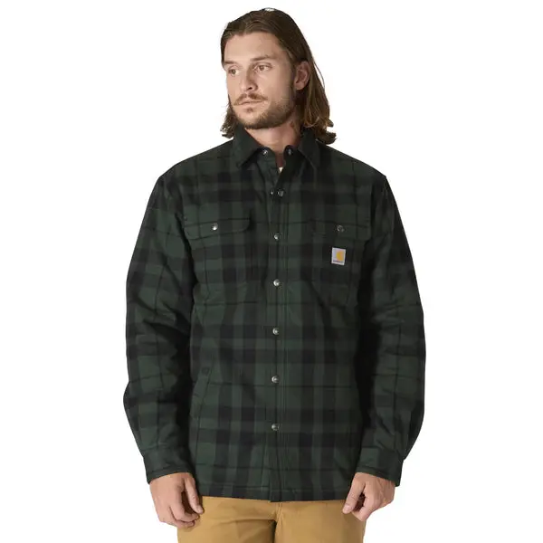 Men's Carhartt Relaxed Fit Flannel Shirt Jacket with Sherpa Lining - Image 4