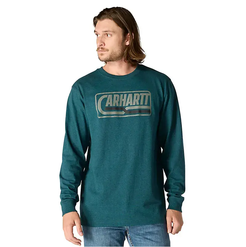 Carhartt Men's Loose Fit Heavyweight Long-Sleeve Logo Sleeve Graphic T-Shirt 1