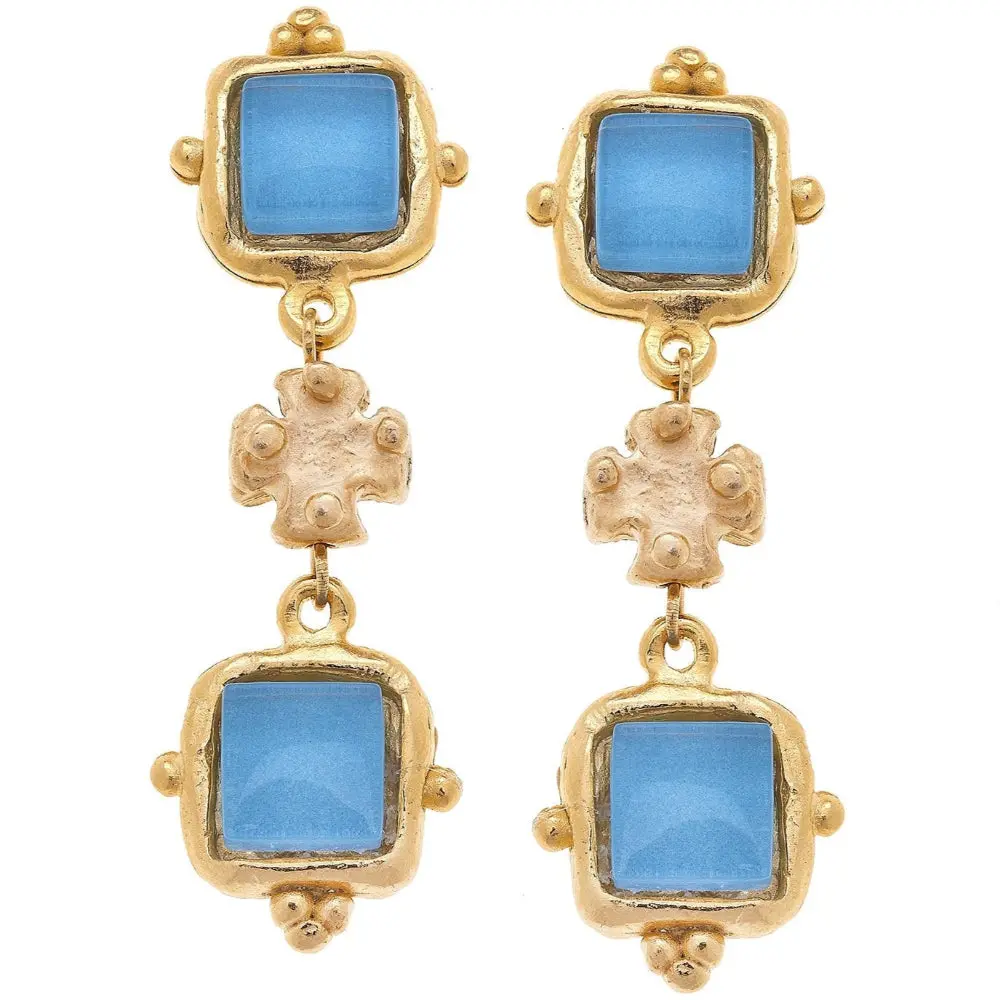 Susan Shaw Charlotte Deux Tier Gold Earrings 1