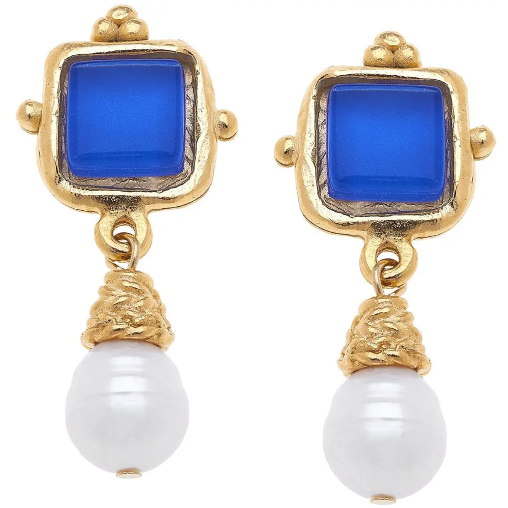 Susan Shaw Charlotte Gold Pearl Drop Earrings 1
