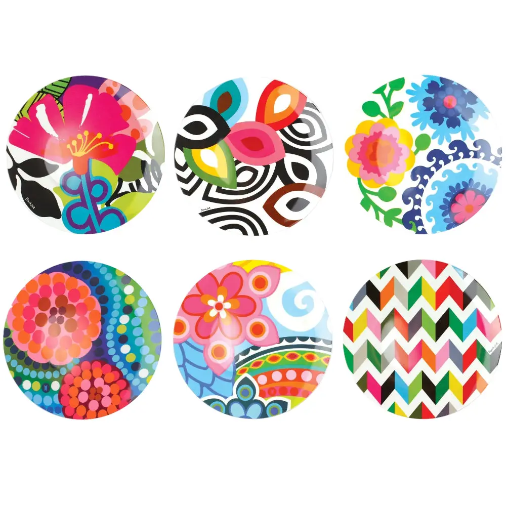 French Bull Abstract Melamine Dinner Plates - 6 Pc. 1