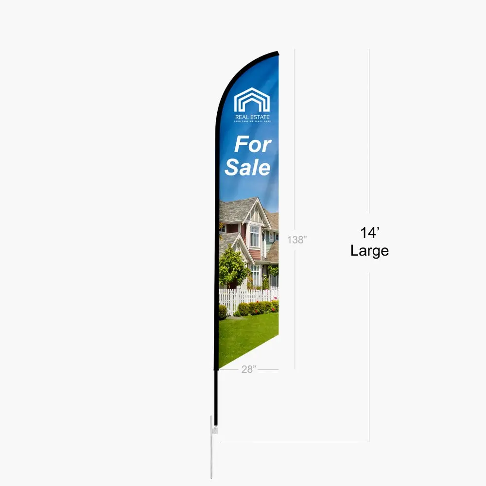14' Large Custom Feather Flag - Angled 1